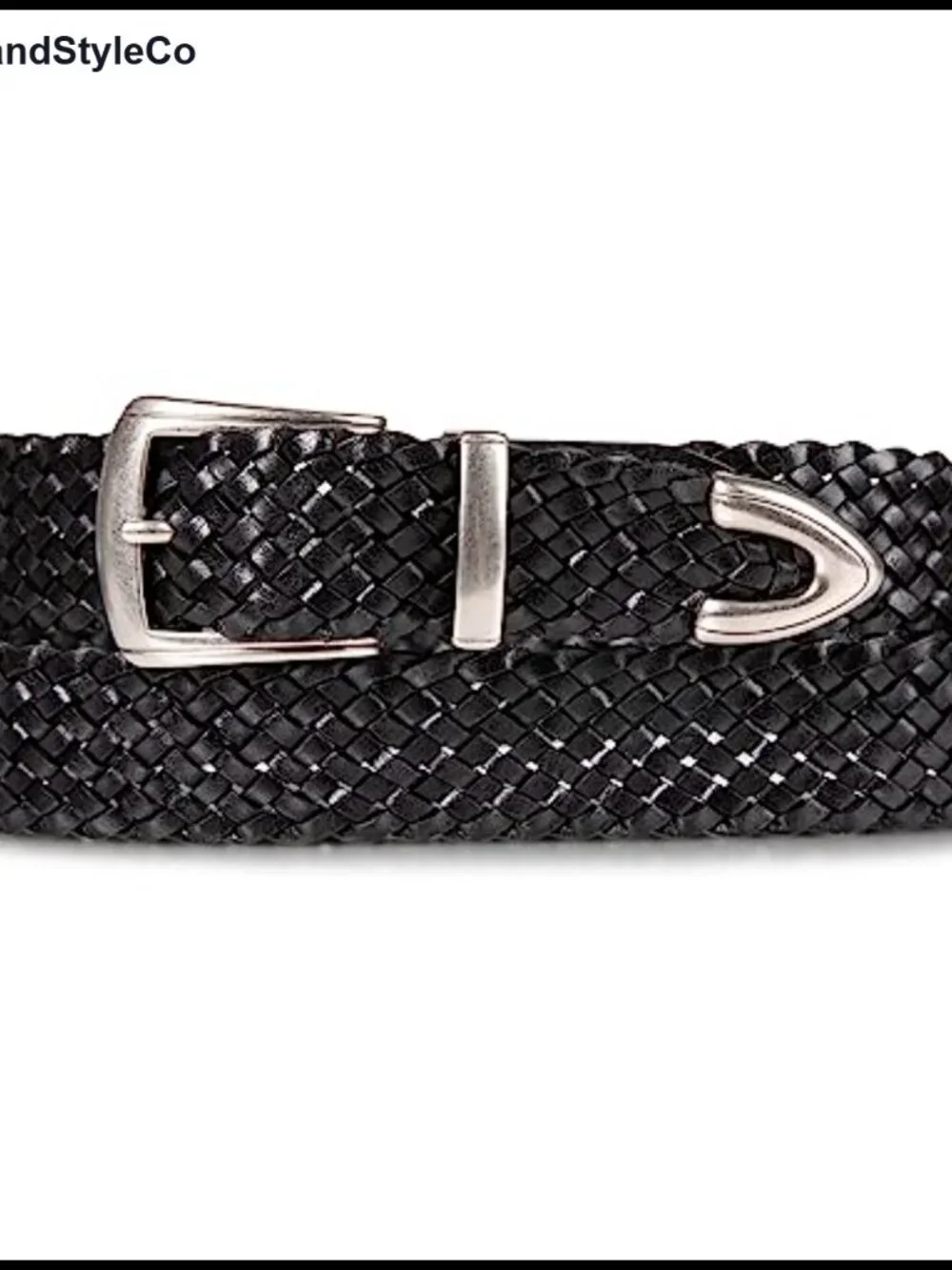 Braided Leather Western Belt with Nickel Buckle - Women's